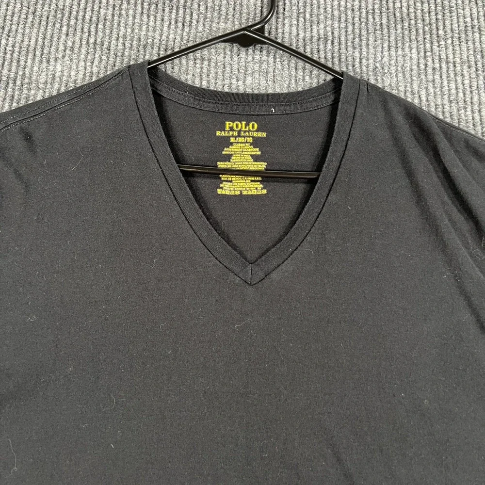 Polo Ralph Lauren Shirt Mens XL Extra Large Black Short Sleeve V Neck Casual